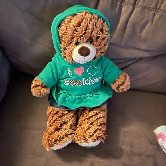 Build a bear Girl Scout cookie Samoa bear with hoodie and panties - Picture 2 of 2